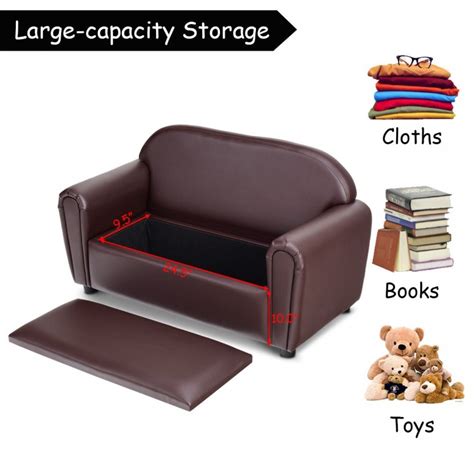 Kids Sofa Armrest Chair With Storage Function Costway