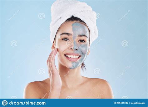 Beauty Skincare Product And Face Mask With A Portrait Of A Beautiful Woman Taking Care Of Her