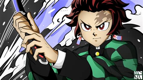 Demon Slayer Tanjirou Kamado Wearing Black And Green Checked Dress