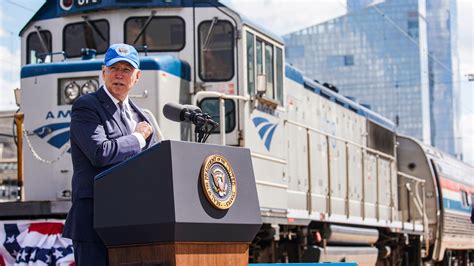 biden promotes his 2 3 trillion infrastructure package and his love of train travel the new