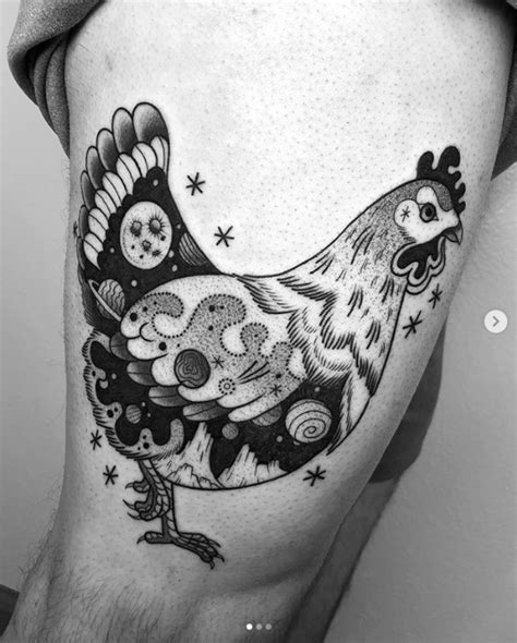 Space Hen Tattoo Chicken Tattoo Neck Tattoos Women Body Art Tattoos