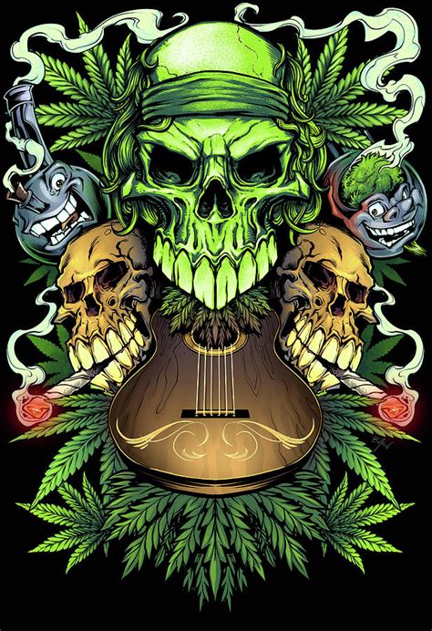 Maybe you would like to learn more about one of these? Marijuana Skulls Full Color Digital Art by Flyland Designs