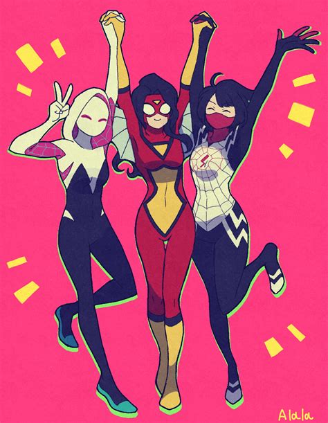 Spider Gwen Silk Cindy Moon Spider Woman And Jessica Drew Marvel And More Drawn By Sushi