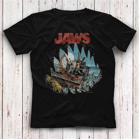 Jaws Black Unisex T Shirt Tees Shirts Zilem