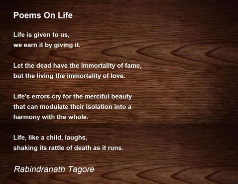 Poems On Life by Rabindranath Tagore - Poems On Life Poem