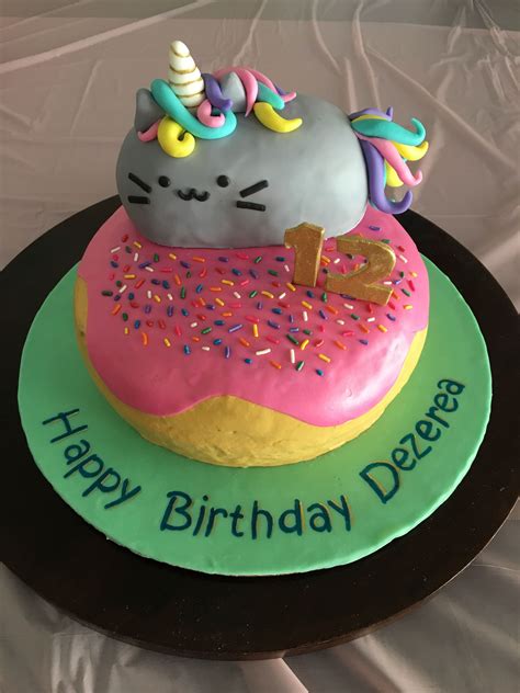 Pusheen The Cat N A Donut Birthday Cake For Daughter Birthday Cake For