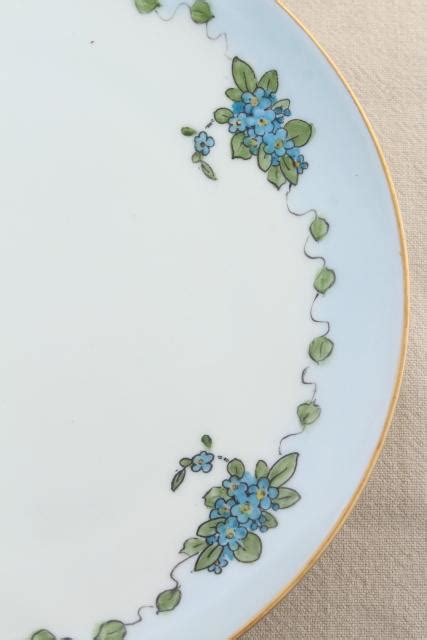 Antique Vintage Mz Austria Porcelain Plates Blue Forget Me Not Hand