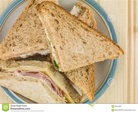 Plate Of Assorted Sandwiches In Brown Bread Stock Image Image Of High