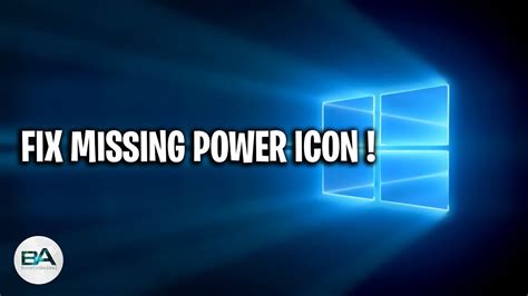 Fix Missing Power Icon In Windows 10 Youtube