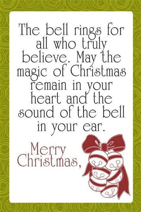'at one time, most of my friends could hear the bell, but as years passed, it fell silent for all of them. Polar Express "Sleigh Bell" printable tags- Love thi... / inspiring quotes and sayings - Juxtapost