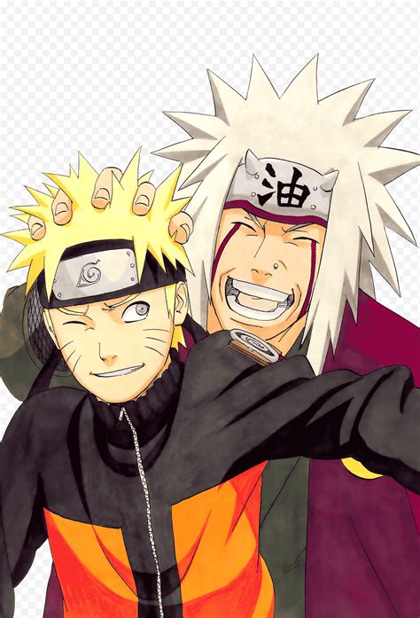 Render Naruto Y Jiraya Sensei Hd Sonriendo Jeremiah Sosteniendo La