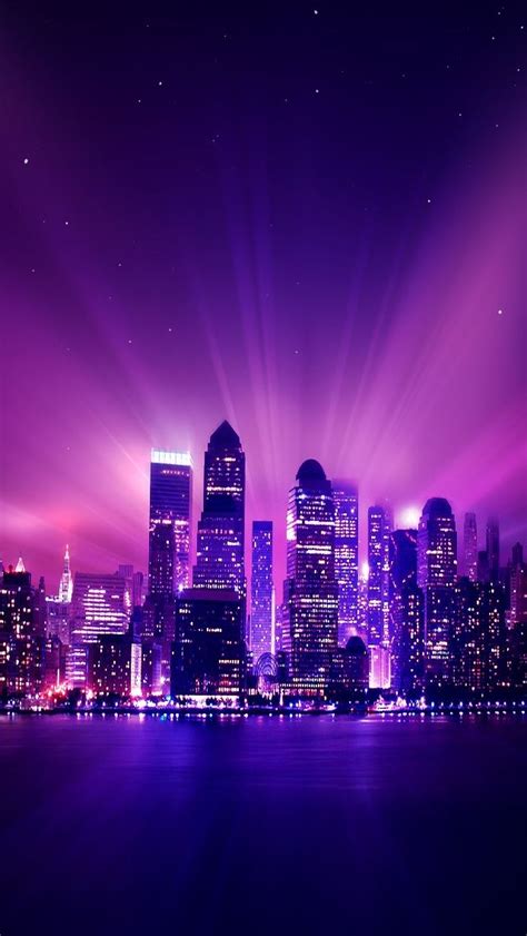 Shine Purple City Night iPhone se Wallpaper Download ...