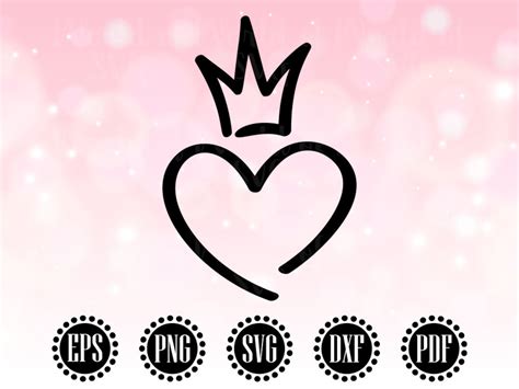 Heart Svg Princess Crown Svg Love Svg Cut File Crown Etsy