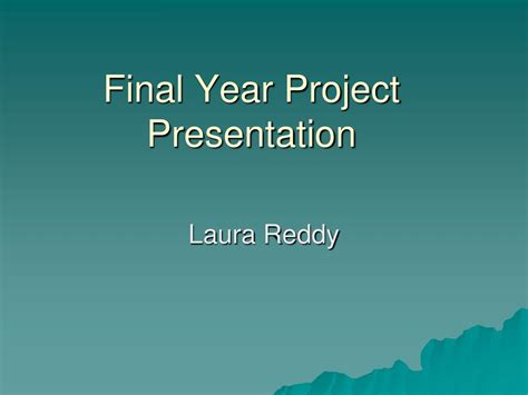 This presentation is the pinnacle of your 4 years of bachelor education. PPT - Final Year Project Presentation PowerPoint ...