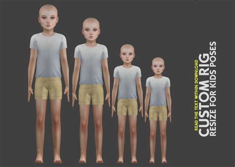 Redheadsims Cc Edited Body Height Presets For Kids Custom Rig For