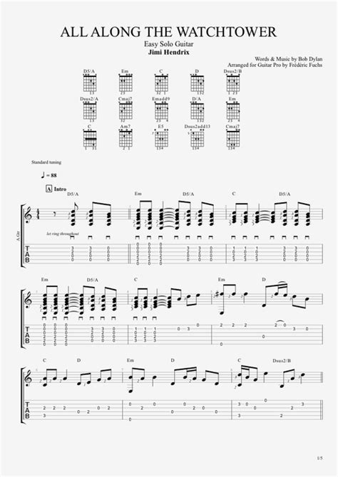Kliknij, by zobaczyć oryginalny tekst piosenki. All Along the Watchtower by Jimi Hendrix - Easy Solo ...