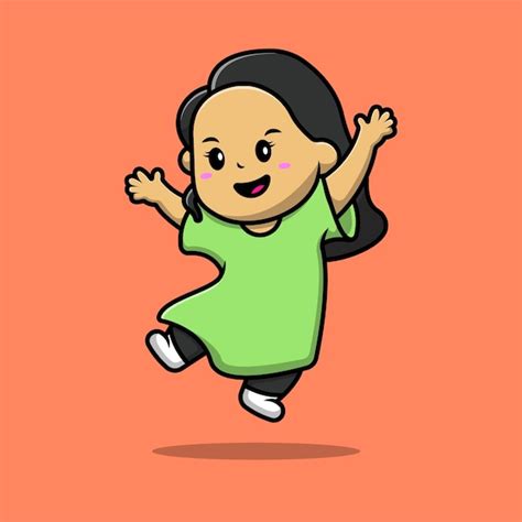 Premium Vector Cute Girl Jumping Cartoon Vector Icon Illustration