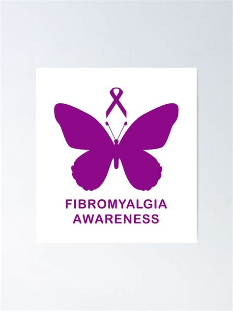 Fibromyalgia Awareness Purple Ribbon With Butterfly 1 Poster By