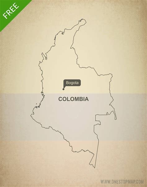 Free Vector Map Of Colombia Outline One Stop Map