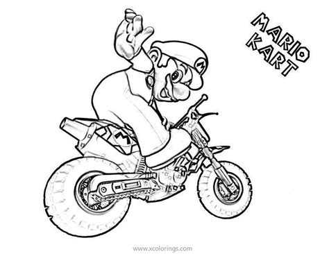 Mario Kart Coloring Pages Mario Driving Motorcycle - XColorings.com