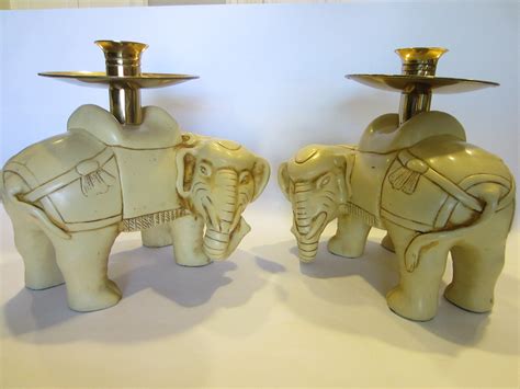 Pair of brass candle holders (size: Art Deco Elephants Bearing Brass Candle Holders For Sale ...