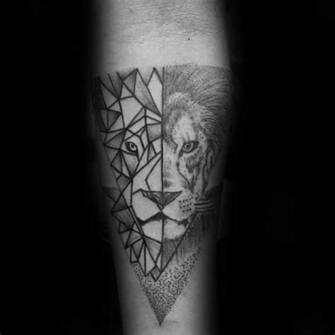 Pride, power, strength, protection and courage all jump to mind, but below we delve deeper. 60 Geometric Lion Tattoo Designs For Men - Masculine Ideas