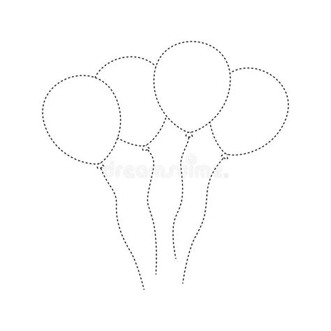 Balloon Tracing Worksheet For Kids Stock Vector Illustration Of