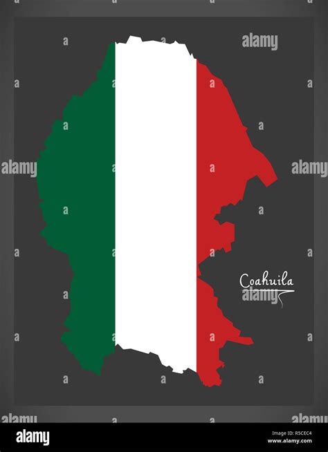 Coahuila Map With Mexican National Flag Illustration Stock Photo Alamy