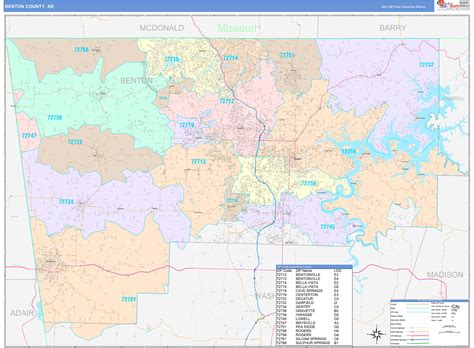 Benton County, AR Wall Map Color Cast Style by MarketMAPS - MapSales