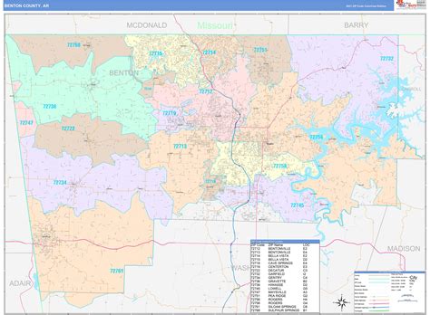 Benton County Ar Wall Map Color Cast Style By Marketmaps