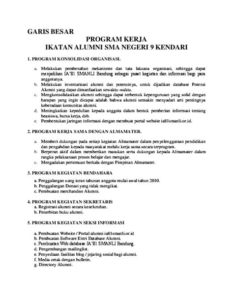 Contoh Program Kerja Bendahara Umum Organisasi - IMAGESEE