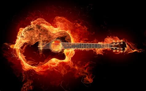 Guitar Flaming Fire Background