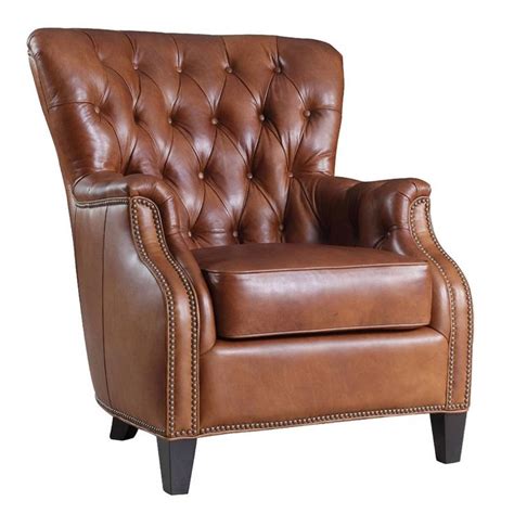 37 Wide Tufted Genuine Leather Full Grain Leather Club Chair