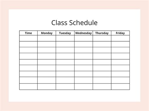Printable Class Schedule Planner Instant Download Minimalist Weekly