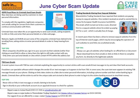 Cyber Safe Warwickshire June Cyber Scam Update Is Now Live