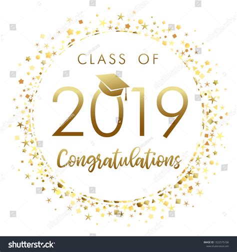 Class 2019 Graduation Banner Gold Glitter Stock Vector Royalty Free