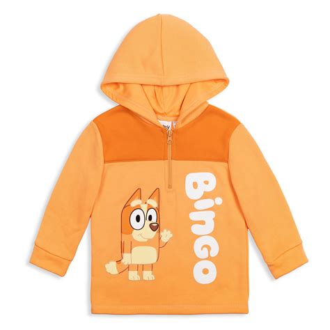 Bluey Bingo Toddler Boys Fleece Half Zip Pullover Hoodie Orange 4t