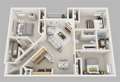 The house we are featuring today is perhaps one of the tidiest and cleanest when it comes to the design and layout. 20 Designs Ideas for 3D Apartment or One-Storey Three ...