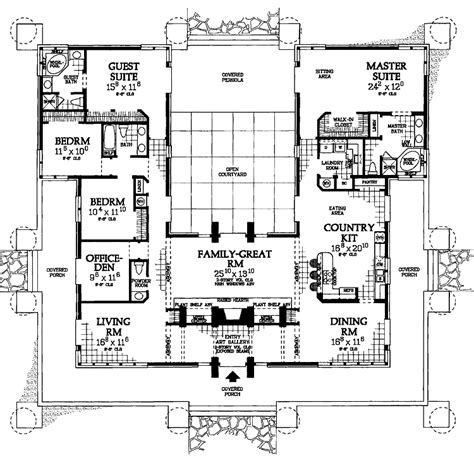 House plans with a courtyard allow you to create a stunning outdoor space that combines privacy with functionality in all the best ways. Prairie Style House Plan - 5 Beds 3.5 Baths 3278 Sq/Ft ...