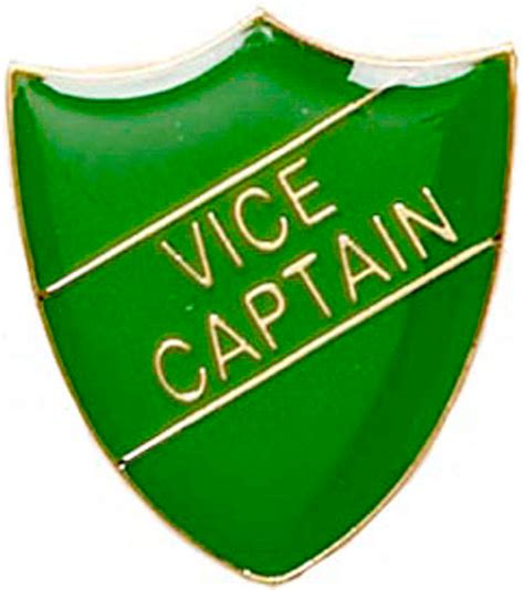 Vice Captain Shield Badge Green 22mm X 25mm