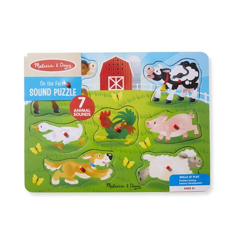 Melissa And Doug Wooden 7 Piece On The Farm Sound Puzzle