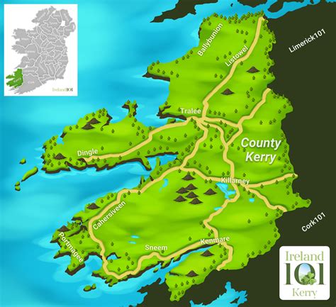 Map Of County Kerry Ireland San Antonio Topographic Map