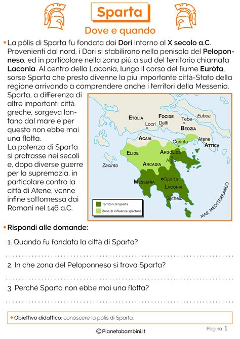 Mappa concettuale sulla civiltà dei greci (2): Sparta: Schede Didattiche per la Scuola Primaria ...