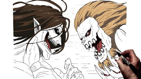 How To Draw The Attack Titan Vs The Jaw Titan Step By Step Attack