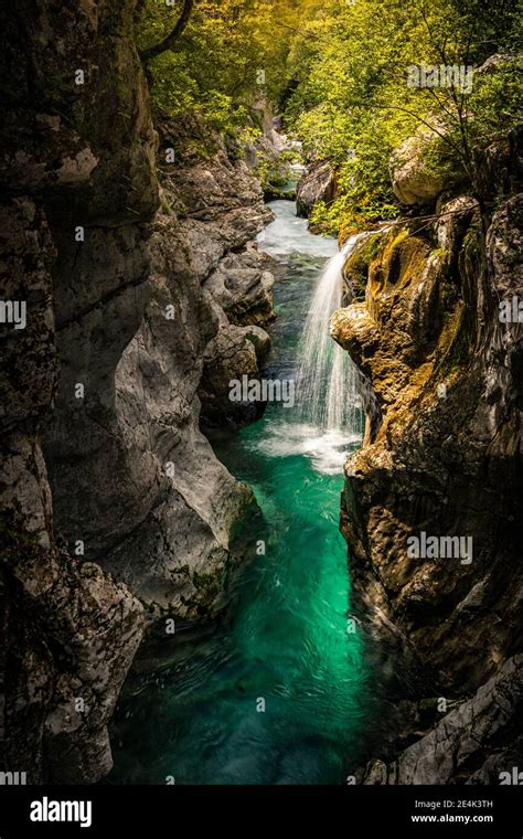 Turquoise River And Waterfall Stock Photo Alamy