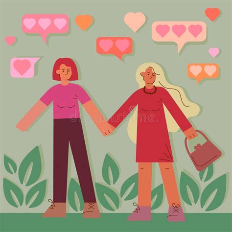 modern vector flat illustration of a lesbian couple in love stock vector illustration of