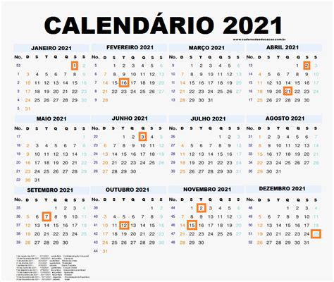Caderno De Educação Calendário 2021 Com Feriados