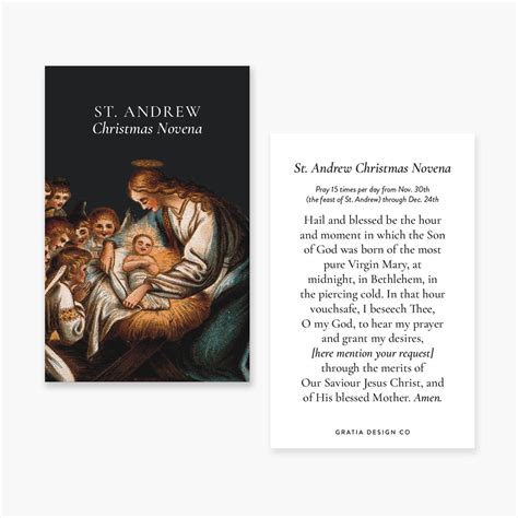 St Andrew Christmas Novena Prayer Card Gratia Design Co