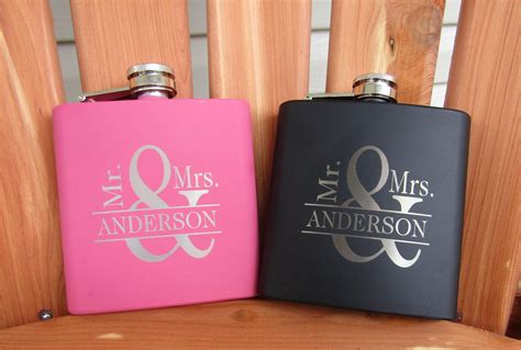 Handpainted couple name plates for home entryway.available in a number of monochromatic colors and intricate designs. His and Her Flasks, Personalized Flasks, Wedding Gift for ...
