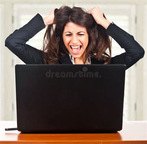 Woman Having Problems With Computer Stock Photo Image Of Desk Female